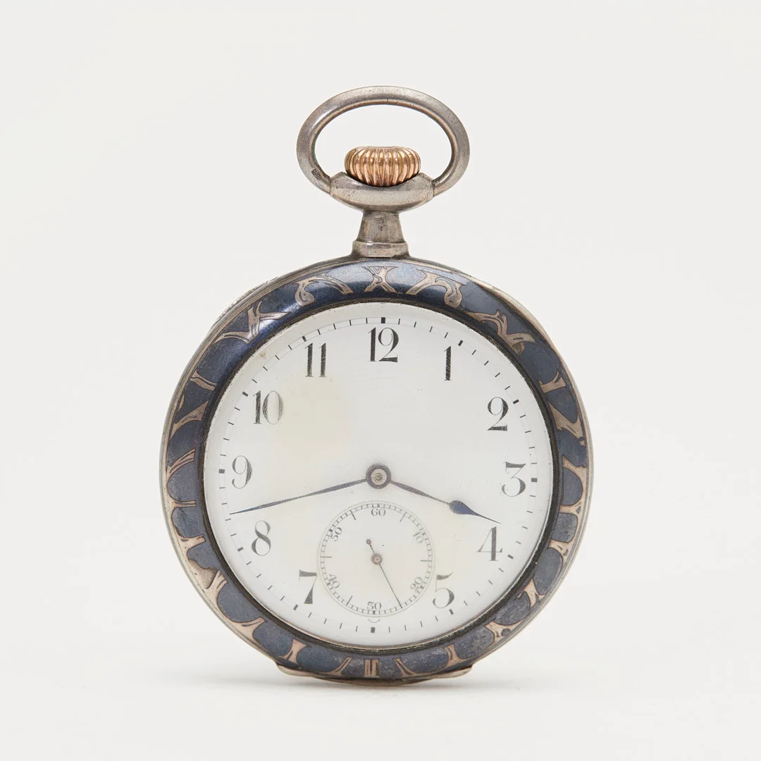 Lépine-Taschenuhr, 875er Tulasilber/Niello, um 1890-1910, Schweiz. — Pocket & Stop Watches — Stockholms Auktionsverk Köln