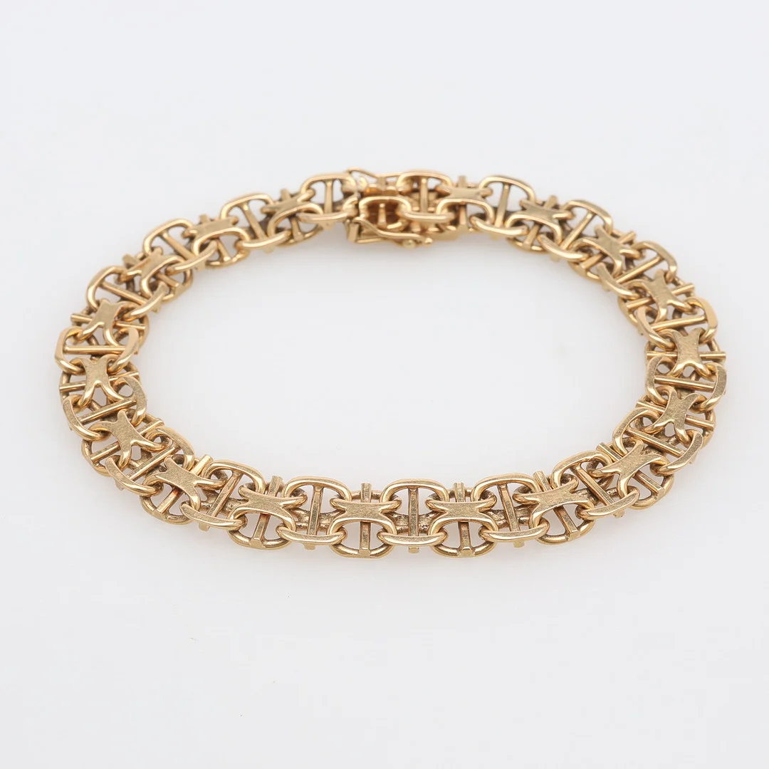 ARMBAND, x-länk med stav, 18 k guld, 20,9 g. — Bracelets — Crafoord Auktioner Lund