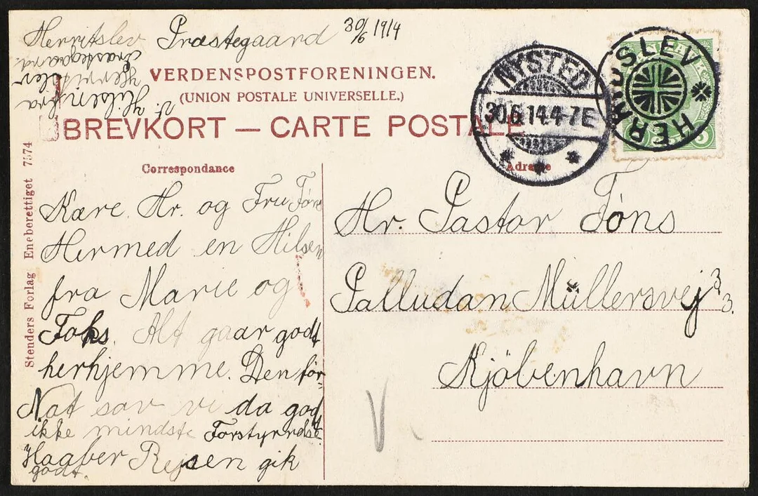 HERRIDSLEV. Star-canc. on very fine postcard. DAKA +250 — Stamps, Covers & Postal History/Denmark/Stempler — Bruun Rasmussen