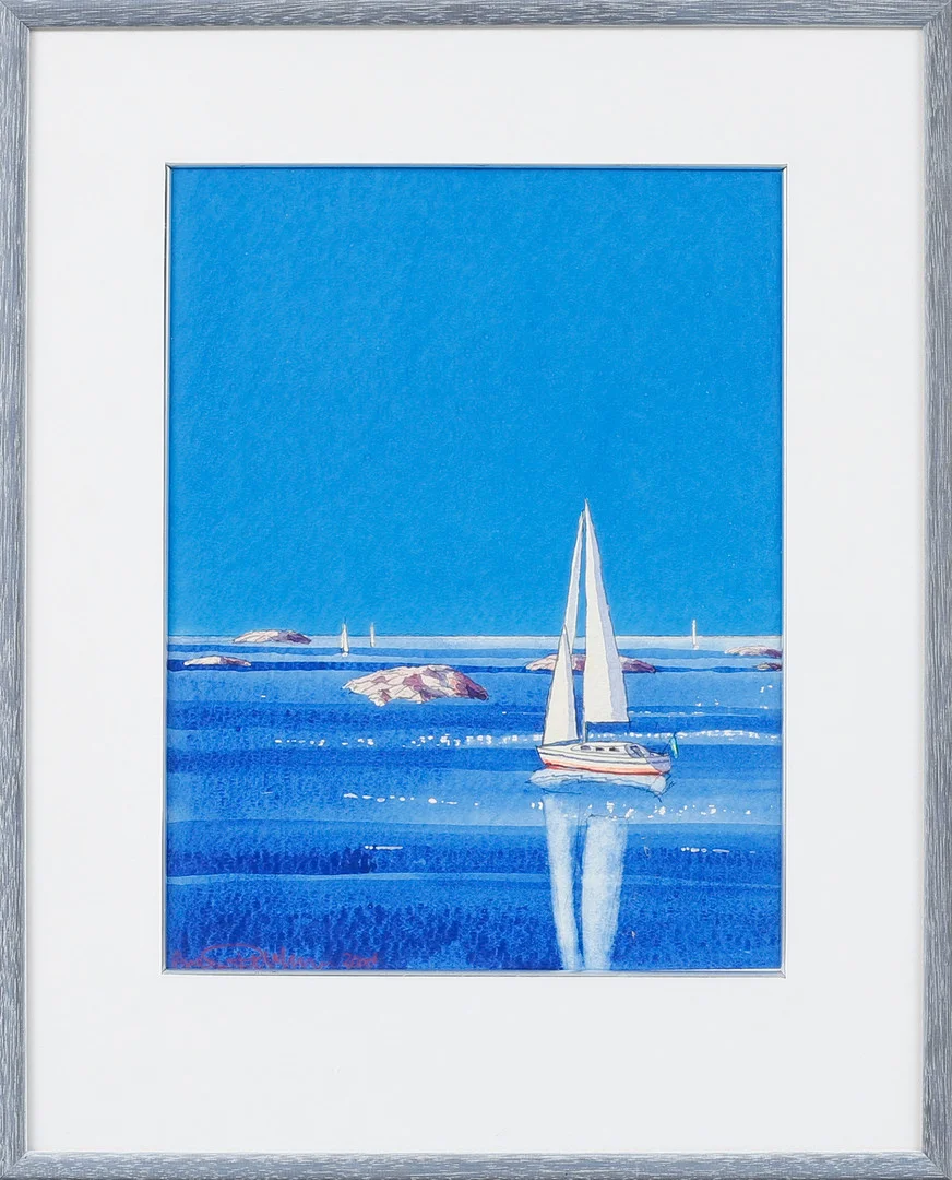 ARIANA RAMHAGE. Segelbåtar till havs, akvarell, signerad och daterad 2000. — Paintings — Göteborgs Auktionsverk