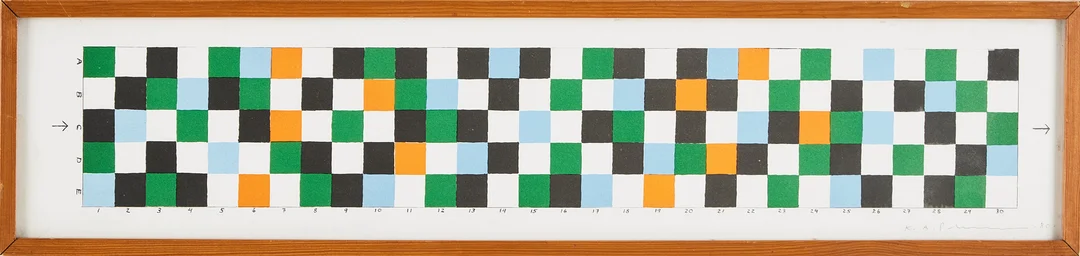 KARL AXEL PEHRSON. rutsystem, blandteknik på papper, signerad och daterad -80. — Paintings — Stockholms Auktionsverk Magasin 5