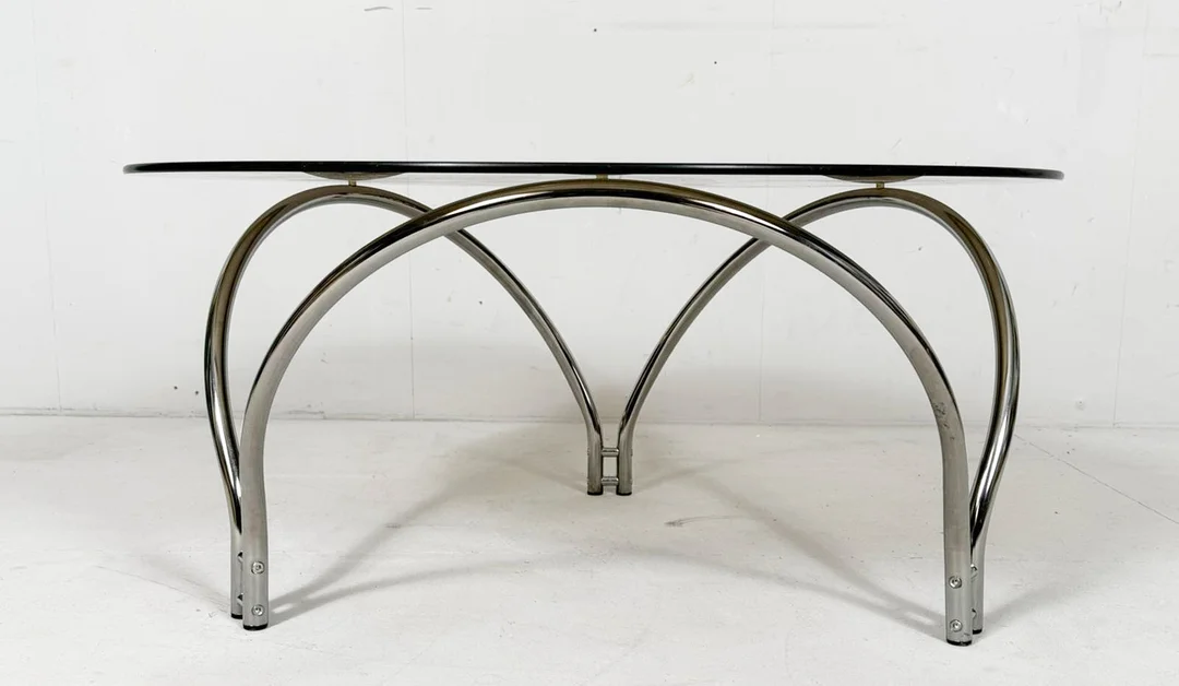 Mid Century Coffee Table/Couchtisch, Chrome, Deutschland, 1970er Jahre. — Tables — Stockholms Auktionsverk Düsseldorf/Neuss