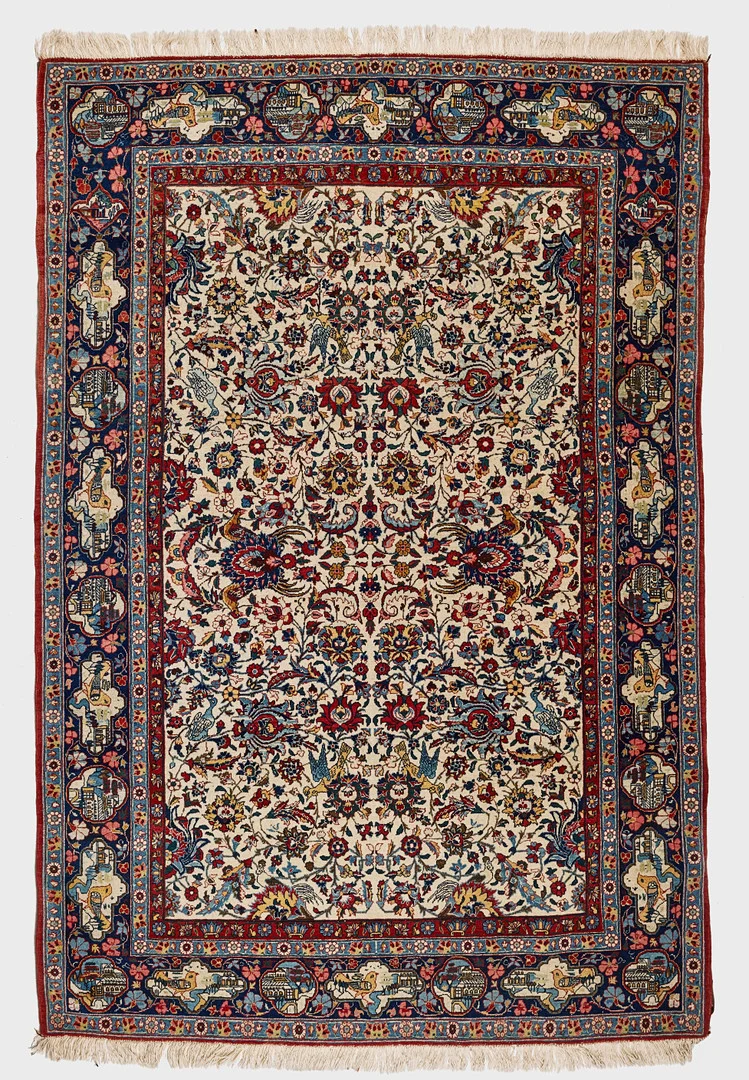 ORIENTMATTA, Ghom, semiantik, 214 x 146 cm. — Oriental Carpets & Textiles — Stockholms Auktionsverk Magasin 5