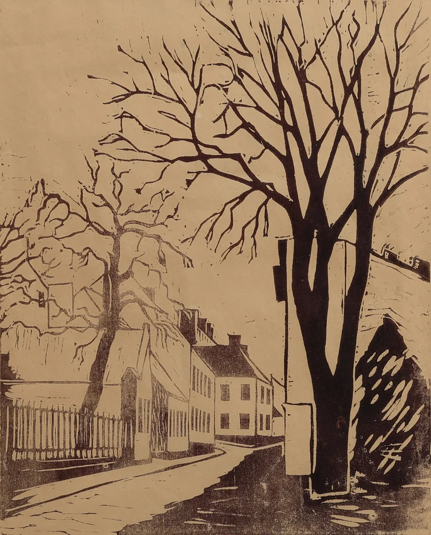 YNGVE THOR HENRIK BERG. LUNDAMOTIV, TRÄSNITT, SIGNERAD OCH DATERAD 1952. — Engravings & Prints — Crafoord Auktioner Lund