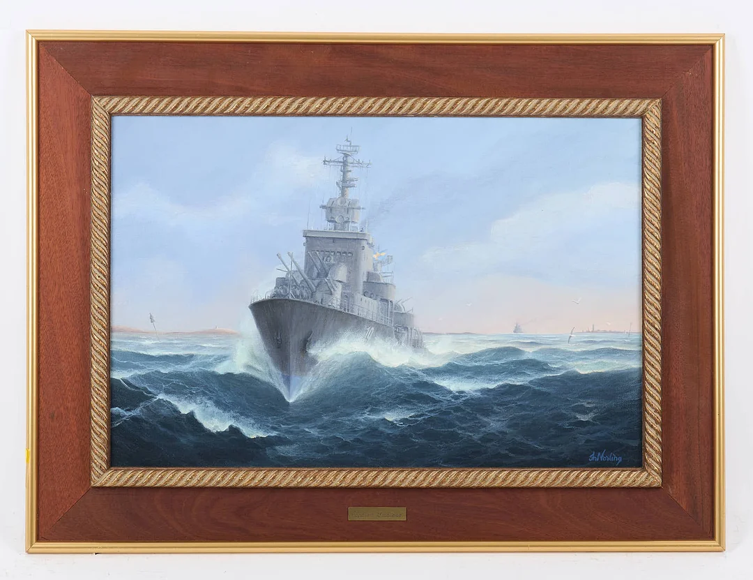 TH NORLING (1955). SKEPPSPORTRÄTT, "Småland", signerad, olja på duk. — Paintings — Stockholms Auktionsverk Helsinki
