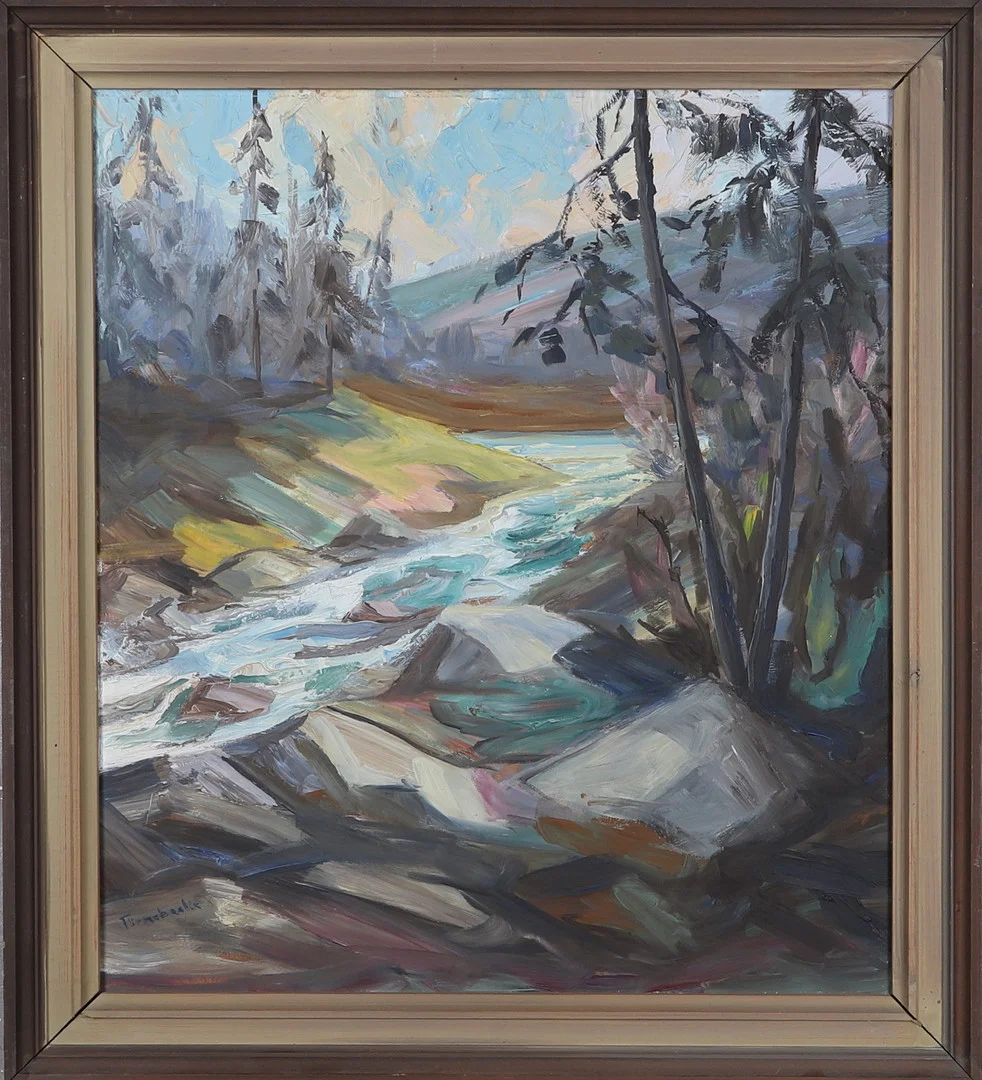 PÄR IVAR (TÖRNEBACKE) JOGSTAD. Olja på pannå, landskapsmotiv, signerad. — Paintings — Gomér & Andersson Norrköping