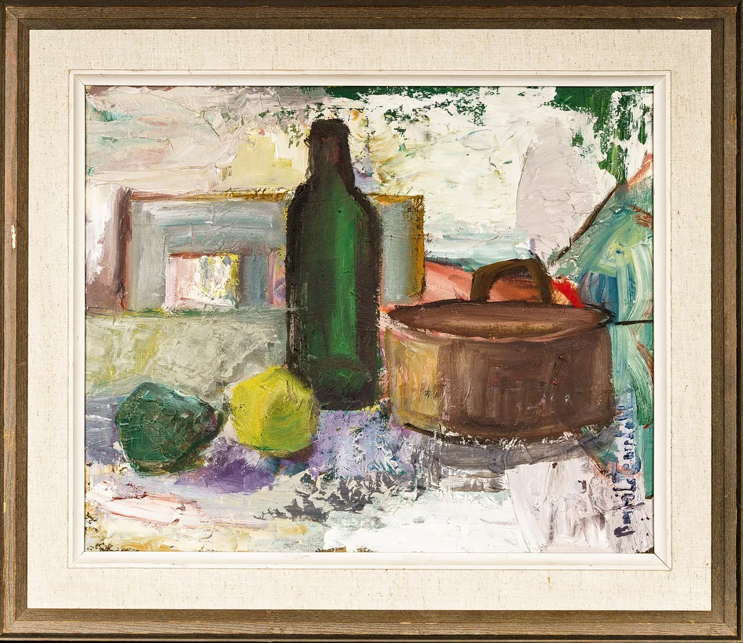 BORGHILD ENGDAHL. Olja på pannå, Stilleben, Signerad. — Paintings — Norrlands Auktionsverk