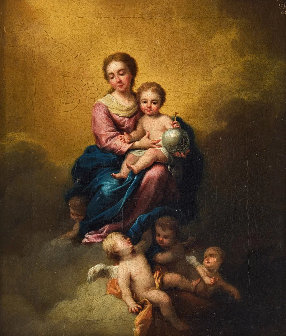 ENGELSK SKOLA, CA 1800. Efter Bartolomé Esteban Murillo. The Virgin of the Rosary. — Paintings — Stockholms Auktionsverk Magasin 5