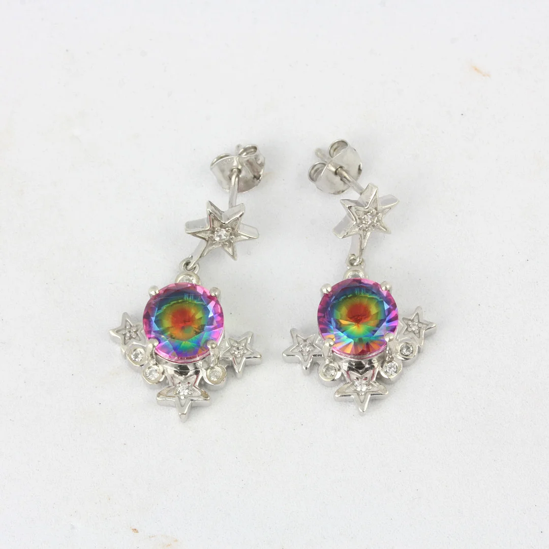 STONE SET SILVER EARRINGS. — Earrings — Chalkwell Auctions