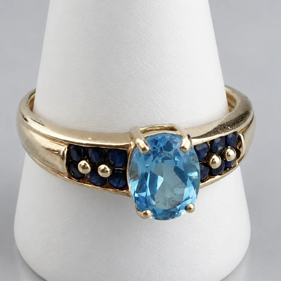 TOPASRING mit SAPHIREN- Gelbgold 585/000 (14 K). — Rings — Auktionshaus Blank