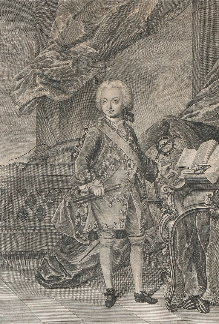 CHRIST. FRITSCH. Porträtt av Gustav III som barn, efter ett motiv av Schefler, Hamburg 1781. — Engravings & Prints — Skånes Auktionsverk
