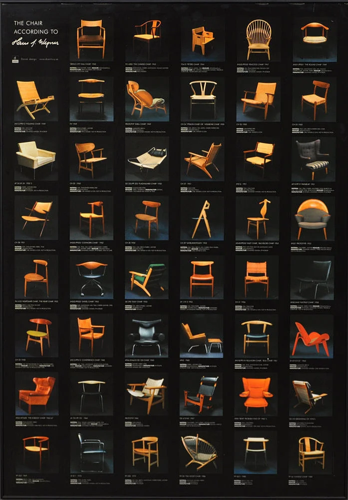 AFFISCH, offsettryck, Wegner, Limiterad, För utställningen: The chair according to Hans J. Wegner. — Engravings & Prints — Höörs Auktionshall