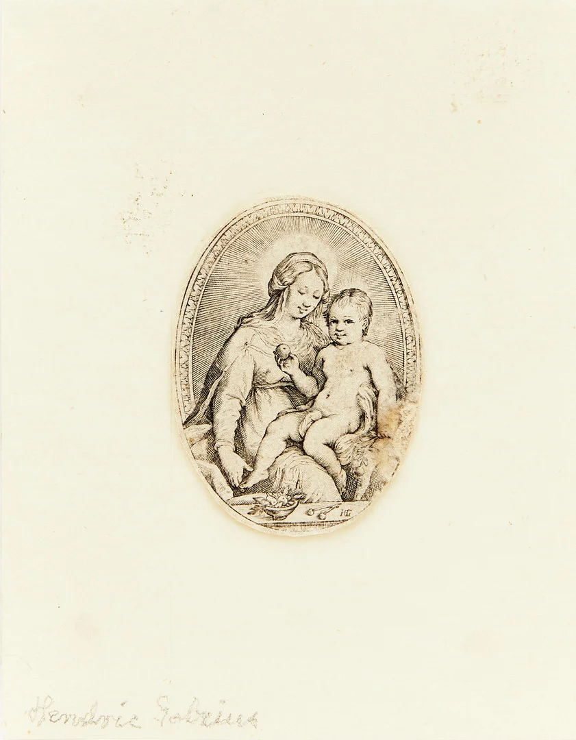 HENDRIK GOLTZIUS (THE NETHERLANDS 1558-1617). CIRCLE OF. "Virgin and Child". — Engravings & Prints — Stockholms Auktionsverk Magasin 5