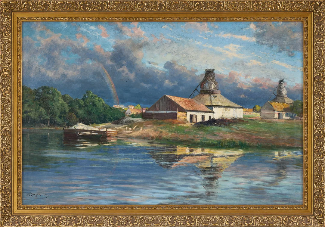 JOHAN ERICSON. Landskapsmotiv med regnbåge. — Paintings — Stockholms Auktionsverk Magasin 5