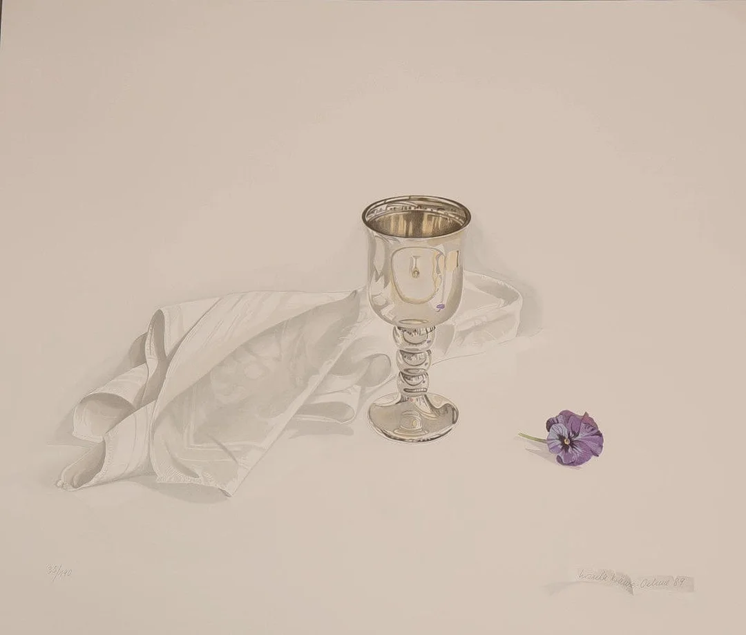 URSULA KRAUSE OEHME. färglitografi, Silverbägare ,numrerad 27 /190, signerad, daterad-89. — Engravings & Prints — Limhamns Auktionsbyrå