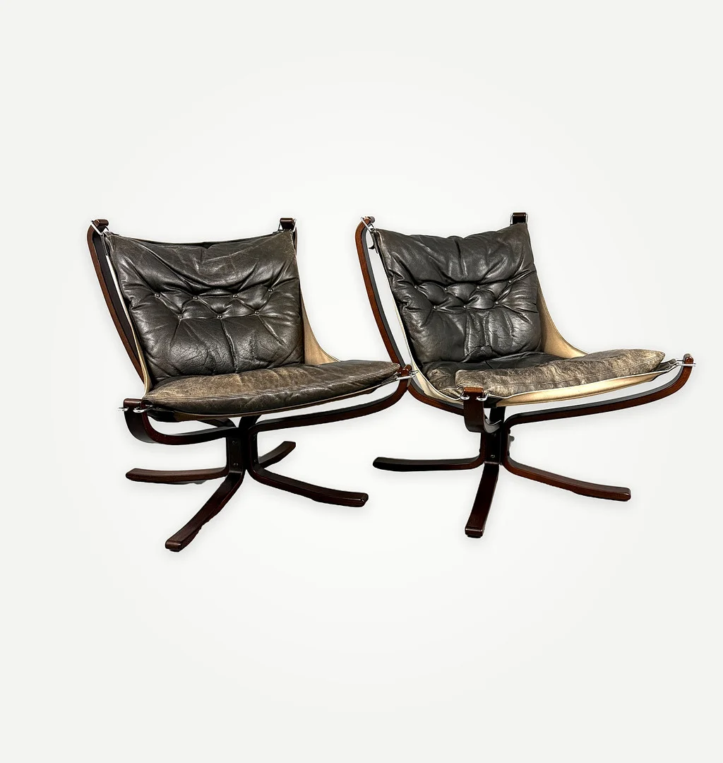 SIGURD RESELL. FÅTÖLJER, ett par, "Falcon Chair", Vatne Lenestolfabrikk, Norge, 1900-talets andra hälft. — Armchairs & Chairs — Auktionshuset STO Bohuslän