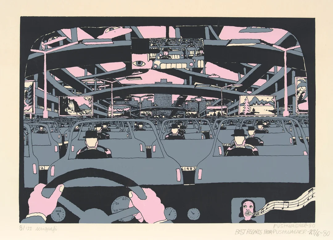 Pushwagner, Hariton — "Nesten fremme" 1980 — Kunst/Grafikk — Blomqvist