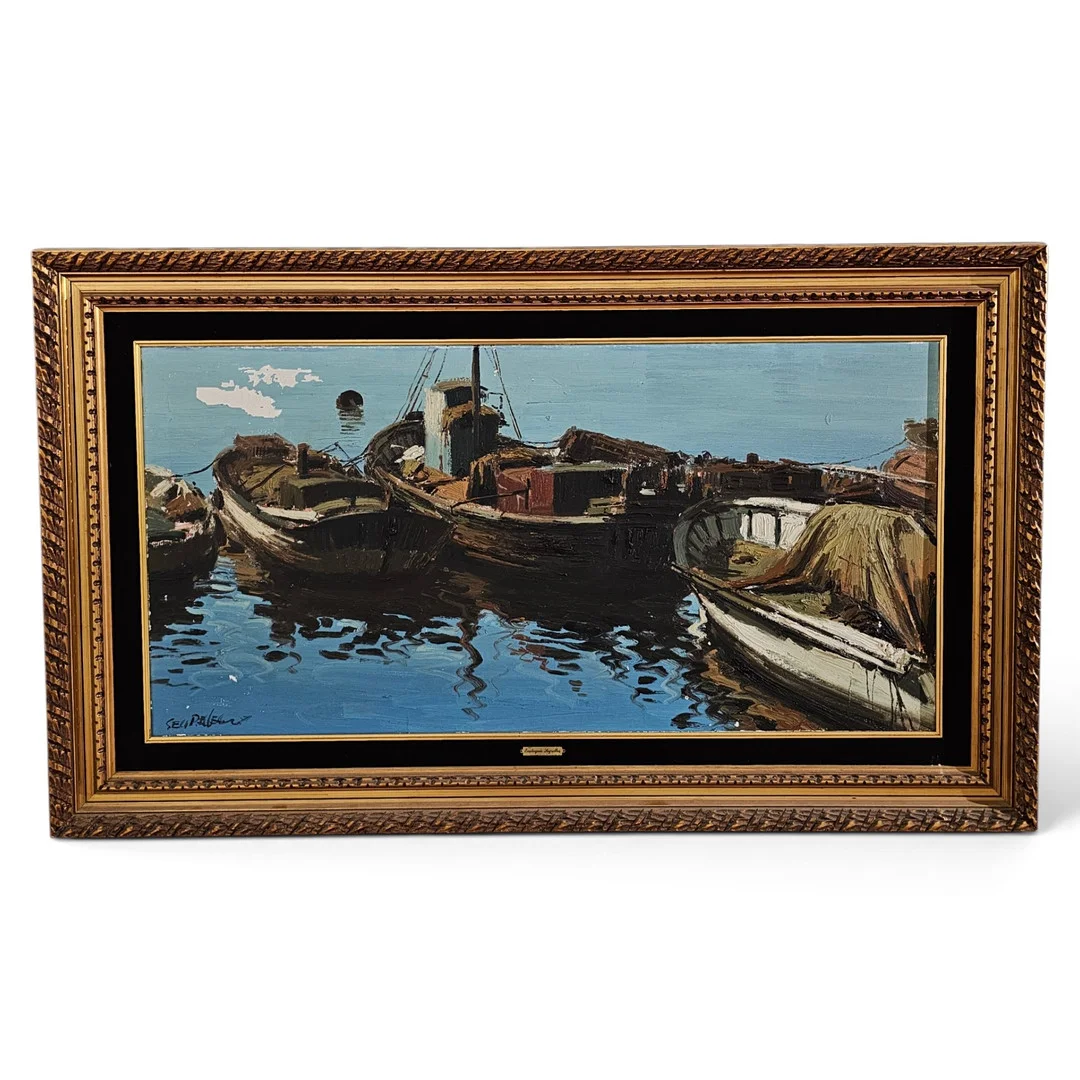 EUSTAQUIO SEGRELLES. Óleo sobre lienzo. "Barcas pescadores". — Paintings — Arce Auctions
