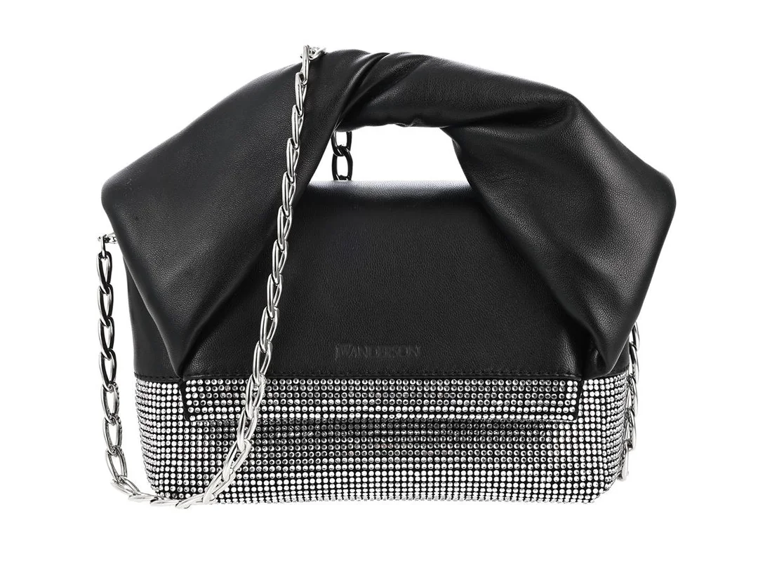 VÄSKA, JW. ANDERSSON, svart läder, silverfärgad strass, silverfärgade beslag, 16x11x6 cm, dustbag. — Accessoarer/Väskor — Kaplans