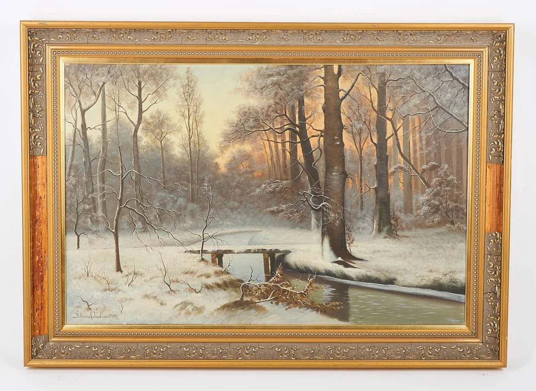 OIDENTIFIERAD KONSTNÄR, kvällsrodnad, signerad J. Leufstadius, olja på duk. — Paintings — Stockholms Auktionsverk Helsinki