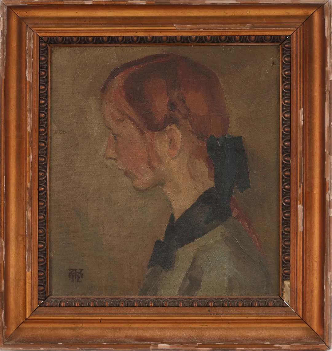 Unknown artist. Profile portrait of a young girl, dated 1912 — Paintings and sculptures/Older pictorial arts — Lauritz