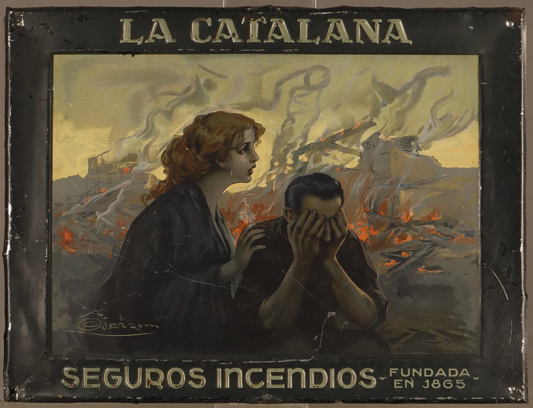 GIOVANNI GUERZONI. La Catalana, placa publicitaria en hojalata estampada y litografiada. — Other collectables — Barcelona Auctions