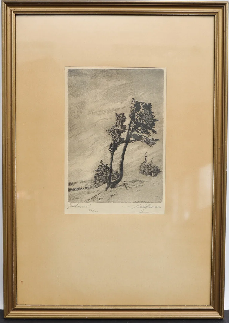 MALTE STERNER. "Storm" etsning, signerad och numrerad. — Engravings & Prints — Falun Auktionsbyrå