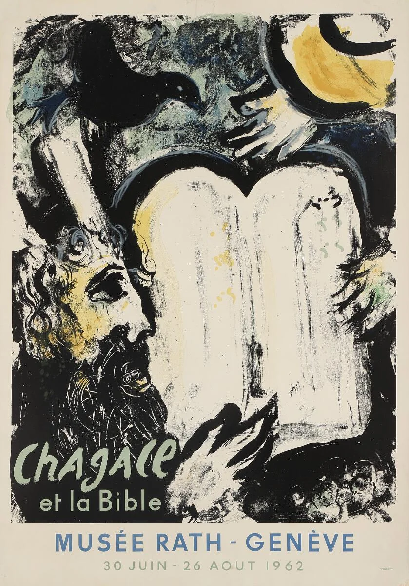 Marc Chagall, after: “Chagall et la Bible”, 1962. Unsigned. Lithographic exhibition poster. Sheet size 75.5 × 53.5 cm. Unframed. — Modern Prints/Modern art — Bruun Rasmussen