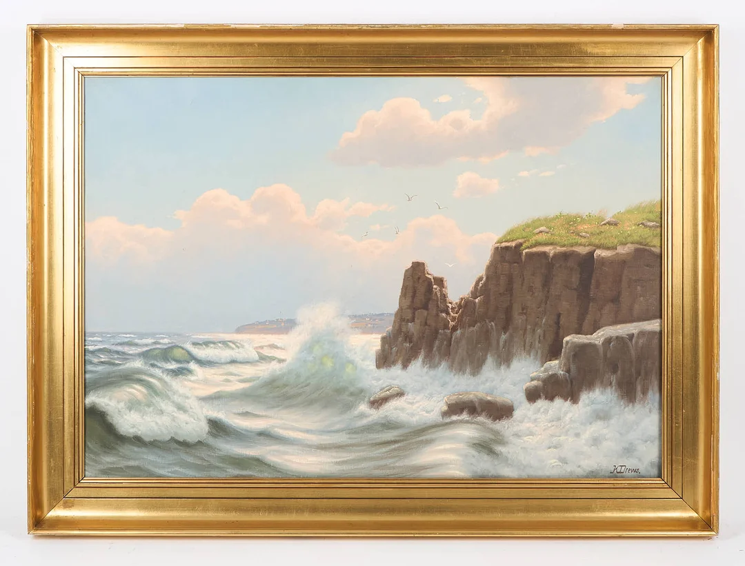 KAI JEPPE DREWS (1884-1964). Bränningar vid kusten, signerad, olja på duk. — Paintings — Stockholms Auktionsverk Helsinki