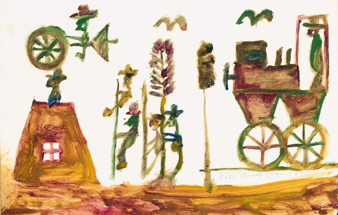 NILS RUNDGREN. "Björnjägarn", figurscen. — Paintings — Uppsala Auktionskammare