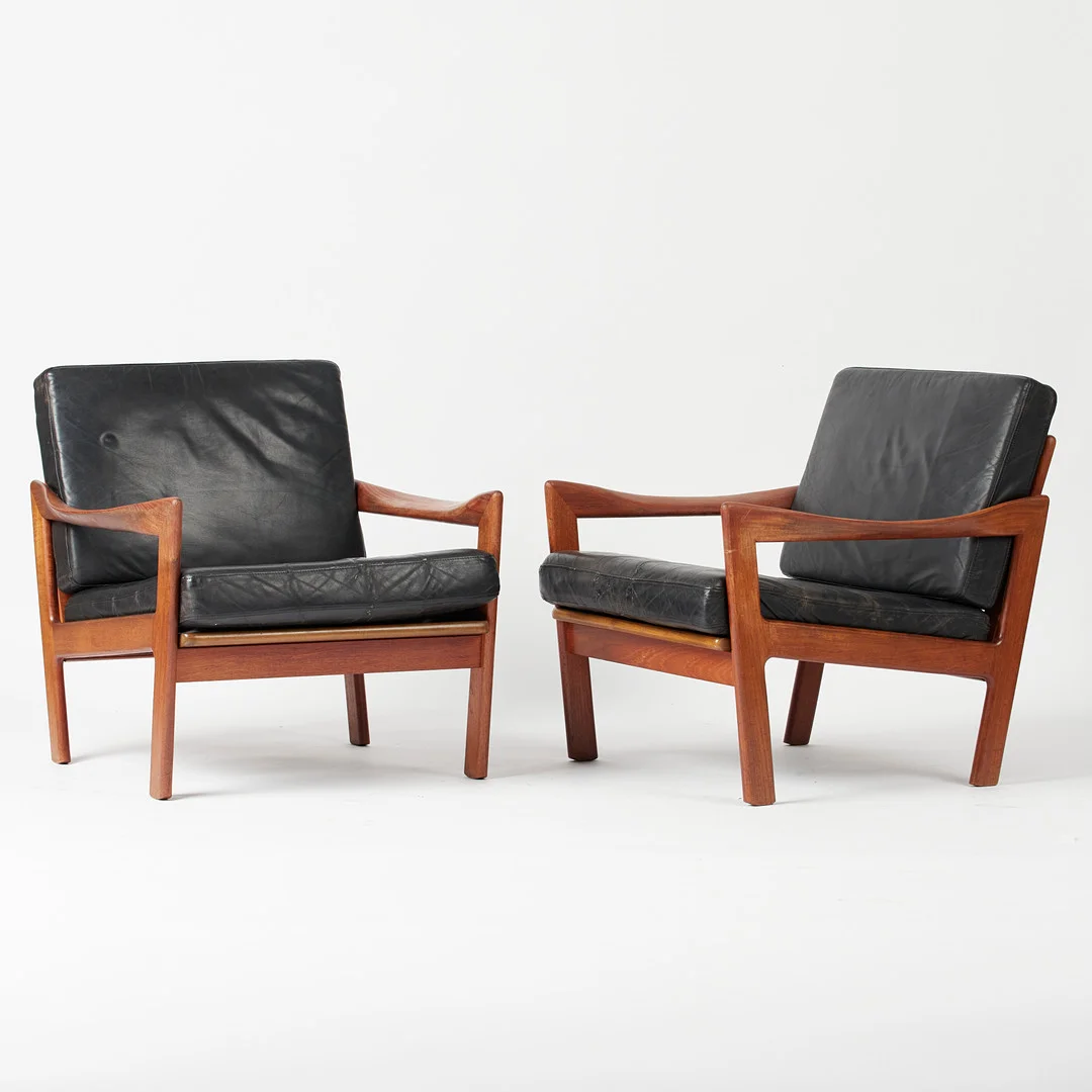 ILLUM WIKKELSØ. Niels Eilersen, Paar Sessel / Lounge Chairs, Teak, Leder, 1960er Jahre, Dänemark. (2). — Armchairs & Chairs — Stockholms Auktionsverk Köln