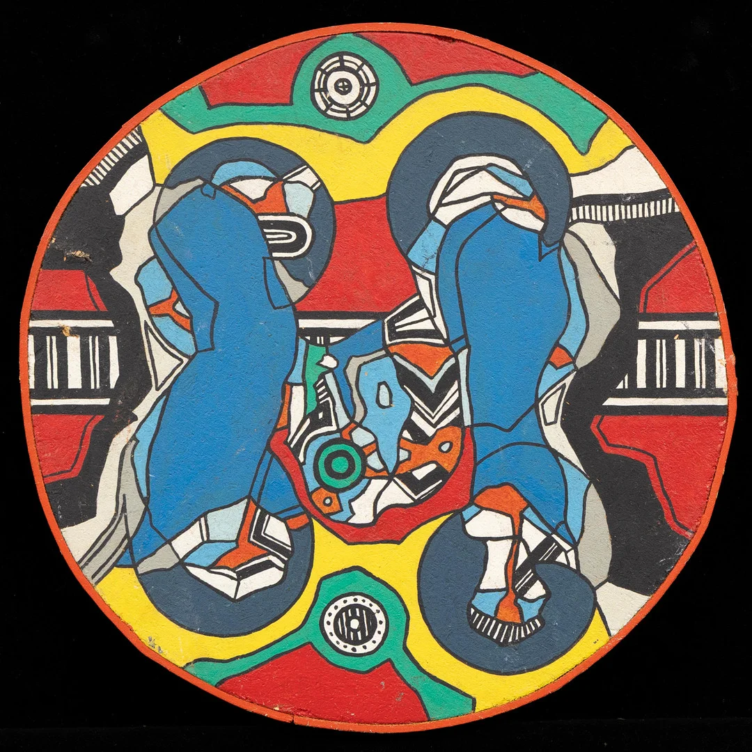 OIDENTIFIERAD KONSTNÄR. Komposition (popkonst), blandteknik, a tergo otydligt signerad och daterad -69. — Paintings — Garpenhus Auktioner