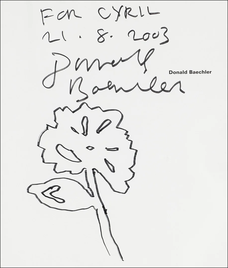 DONALD BAECHLER (1956-2022). Tusch teckning samt bok "York House Suite", signerade och daterade 2003, med dedikation. — Other collectables — Crafoord Auktioner Stockholm