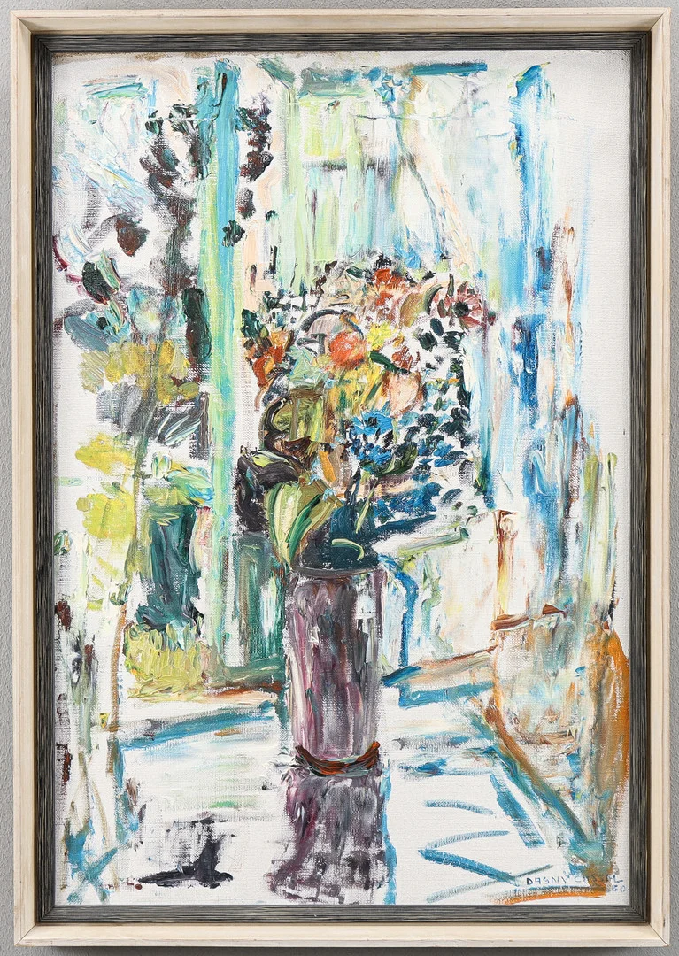 DAGNY CASSEL. Blomsterstilleben vid fönster. — Paintings — Karlstad Hammarö Auktionsverk