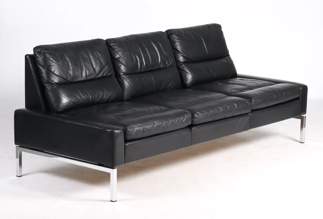 Hans Peter Piehl for Wilkhahn. Sofa, model 800, black leather. — Furniture/Lounge suites, sofas — Lauritz