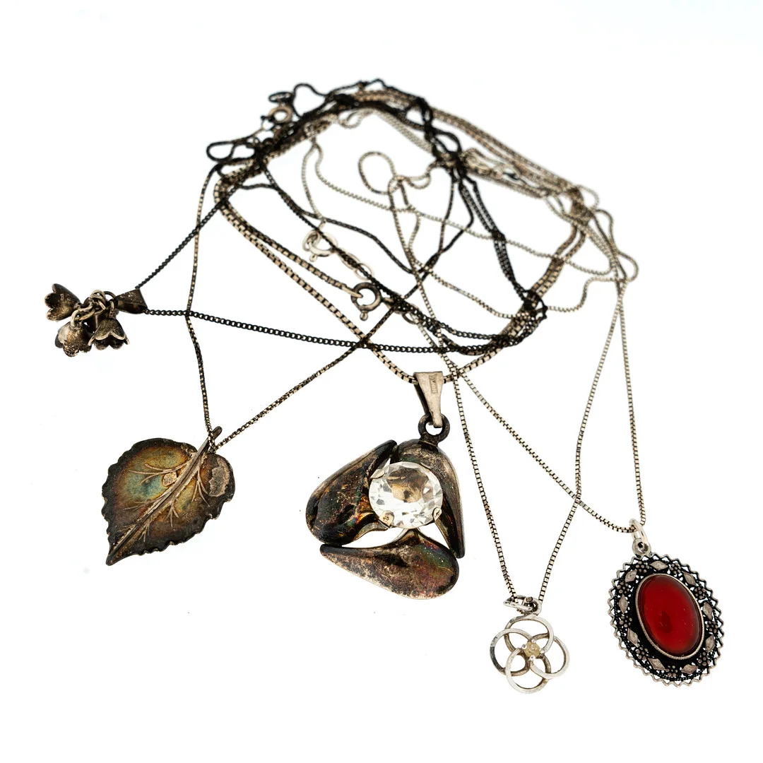 HALSBAND, 5 st, silver. — Necklace — Norrlands Auktionsverk