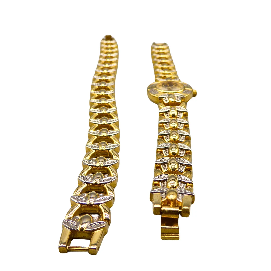 IRION DAMEN-QUARZUHR MIT PASSENDEM ARMBAND - EDELSTAHL VERGOLDET. — Jewellery Suites — Auktionshaus Stuber's Hammerschlag