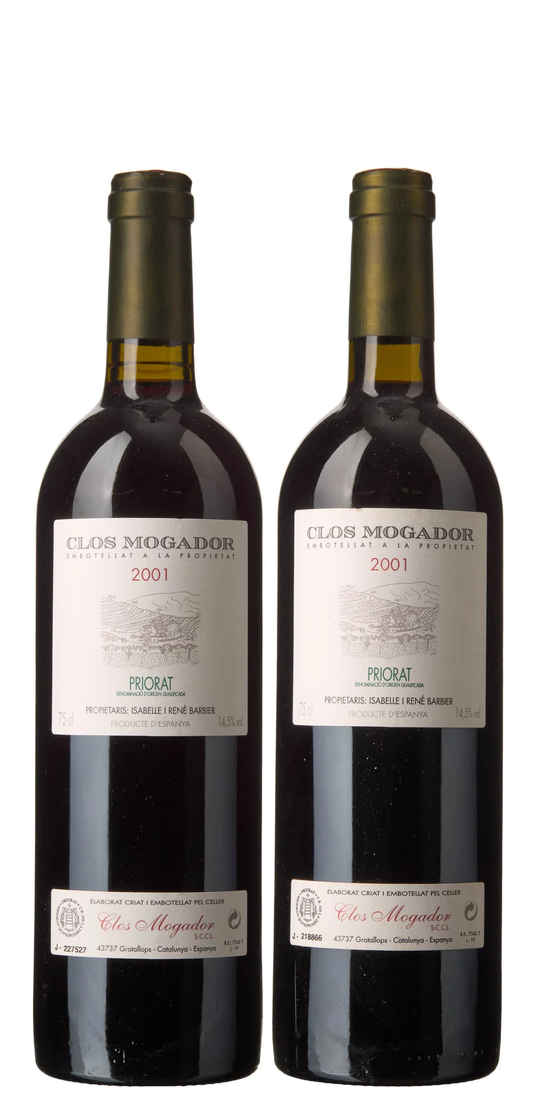 2 x Priorat Clos Mogador 2001, Clos Mogador — 2 x Priorat Clos Mogador 2001, Clos Mogador — Vin/Vin — Blomqvist