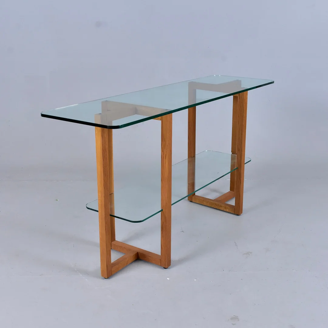 SIDOBORD, ek med glasskiva, Englesson "Brutus". — Tables — Halmstads Auktionskammare
