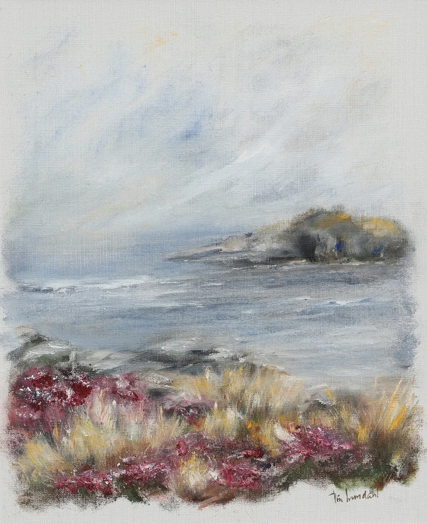 PIA LUNDAHL. Olja på duk, "Ljungen blommar", signerad. — Paintings — Ekenbergs Auktioner