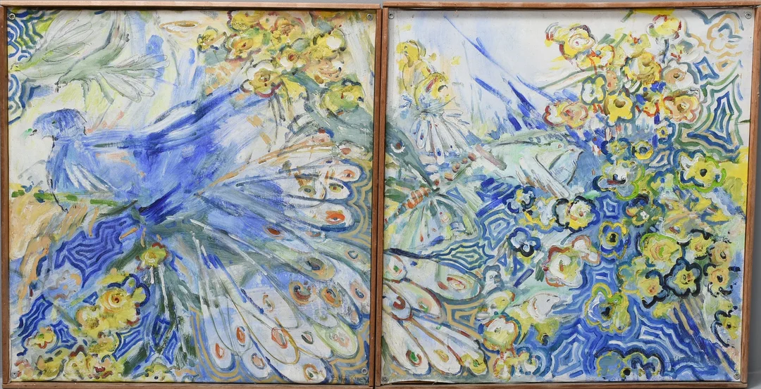BØRGE HJORTKILDE. Dobbelt maleri, olie på lærred. Signeret, B. Hjortkilde. Danmark anden halvdel af 1900-tallet. (2). — Paintings — Sørensen Auktioner