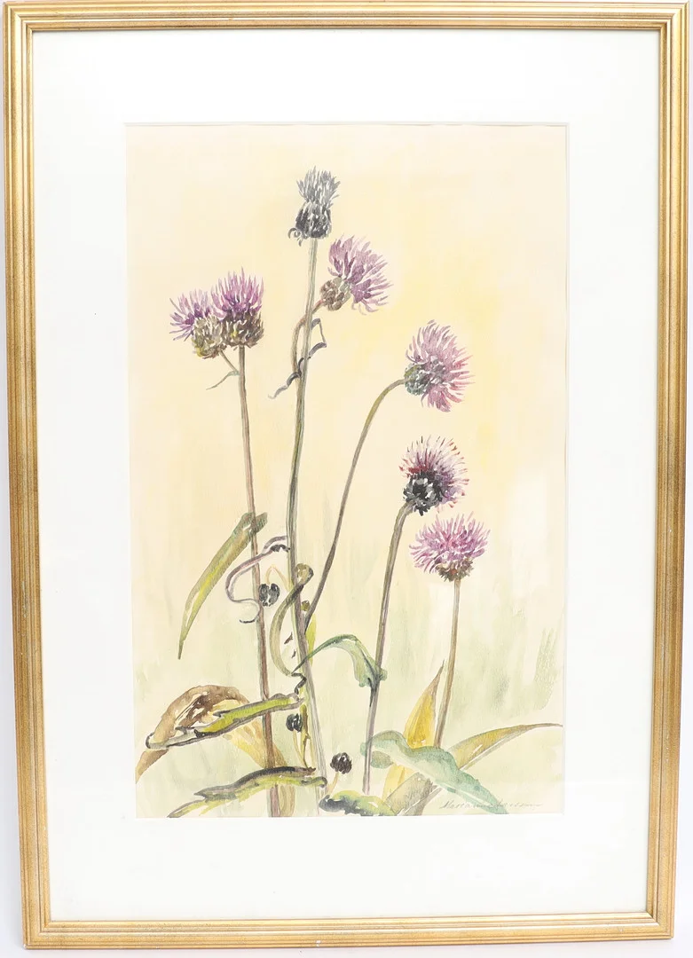 MARIANNE LARSSON. Motiv med blomster, akvarell, signerad. — Paintings — Falun Auktionsbyrå