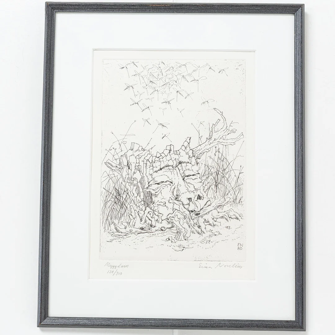 EINAR NORELIUS. Etsning " myggdans " signerad och numrerad 138/300. — Engravings & Prints — Handelslagret Auktionsservice
