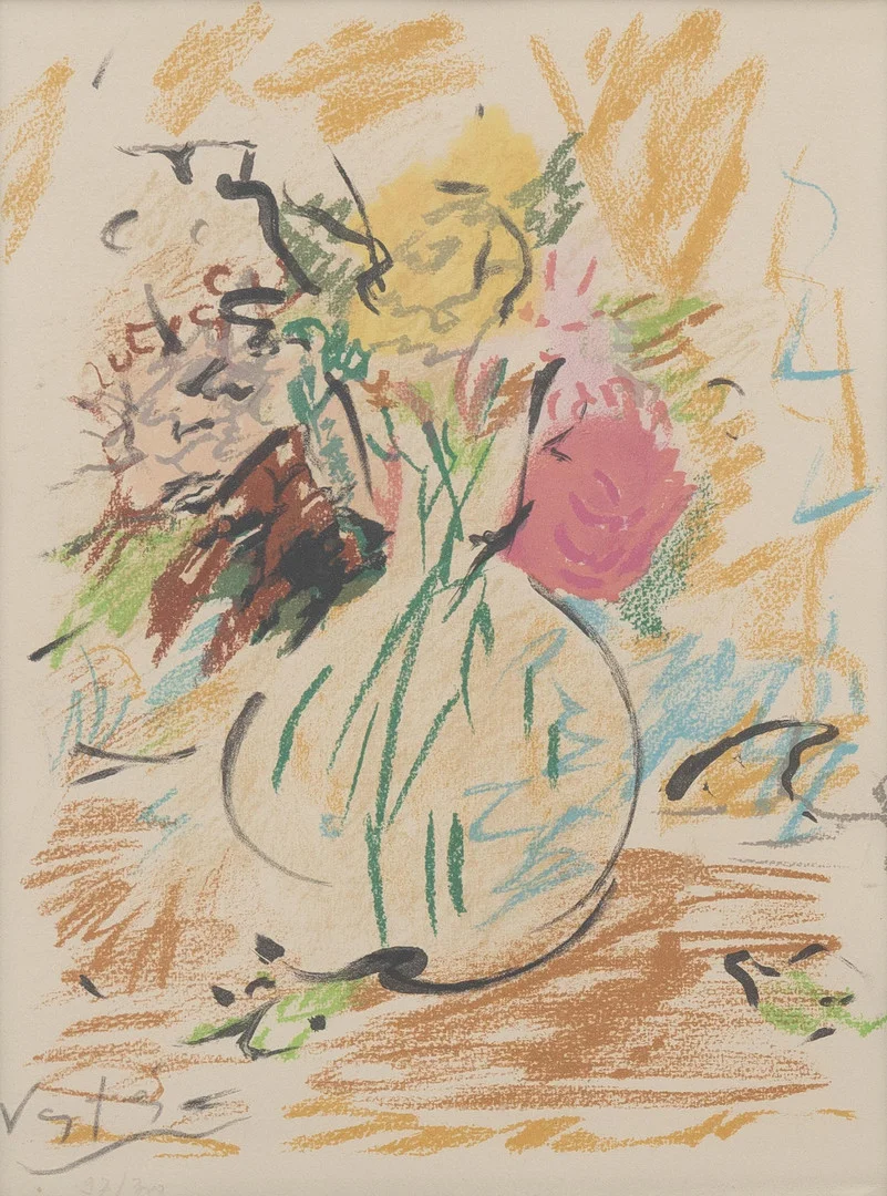 OIDENTIFIERAD KONSTNÄR. Komposition, litografi nr 97/300, otydligt signerad. — Engravings & Prints — Garpenhus Auktioner