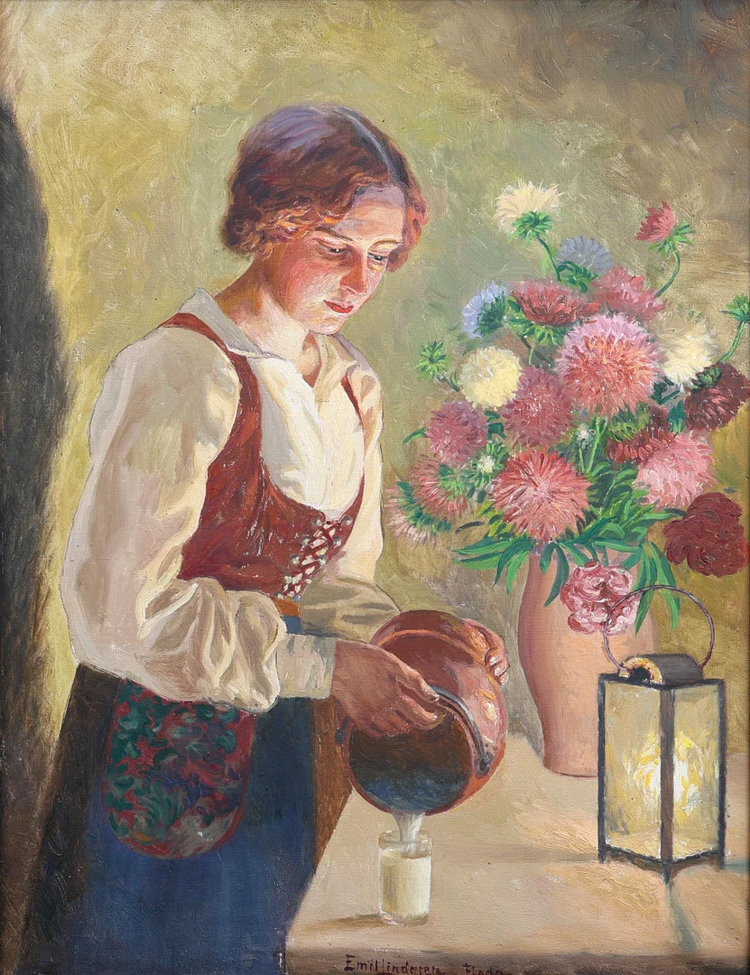 EMIL LINDGREN olja på duk, ca 110 x 90cm, signerad. — Paintings — Gomér & Andersson Jönköping