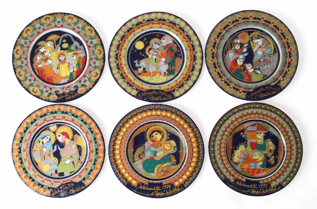 Bjørn Wiinblad for Rosenthal. Six porcelain Christmas plates (6) — Glass, porcelain and ceramics/Other glass, porcelain and ceramics — Lauritz
