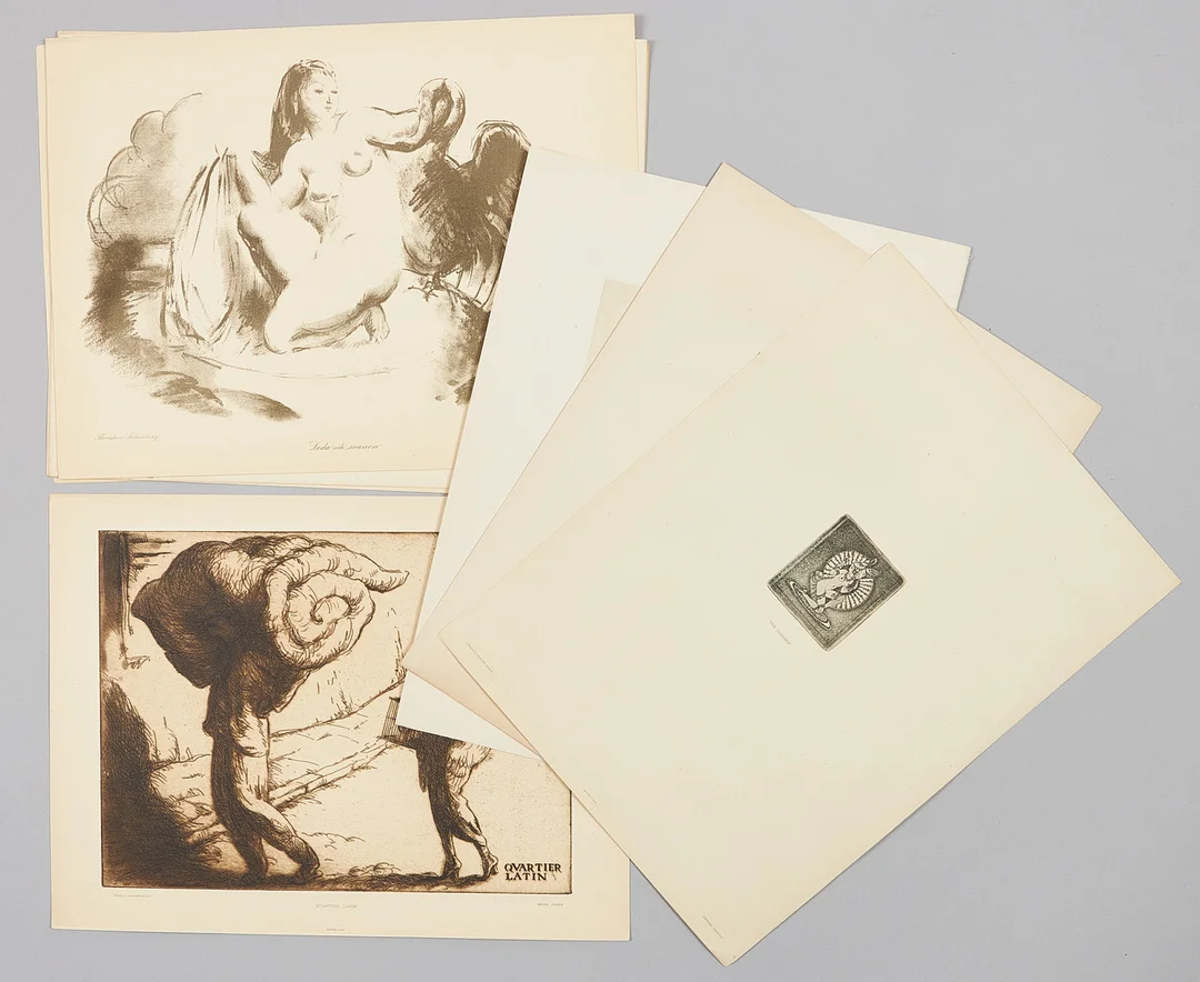 FÖRENINGEN FÖR GRAFISK KONST. Blad ur portföljerna 1919 och 1920. Alla signerade i plåten/ stenen. — Engravings & Prints — Stockholms Auktionsverk Magasin 5