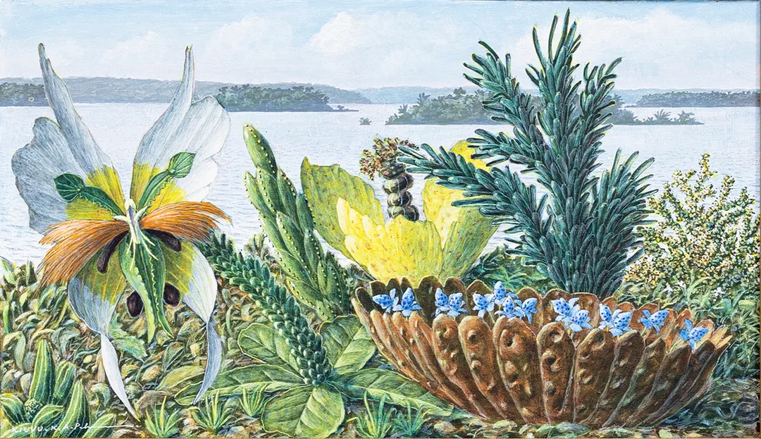 KARL AXEL PEHRSON. "Xiuvu", olja på papp-pannå, signerad. — Paintings — Auktionshuset Kolonn