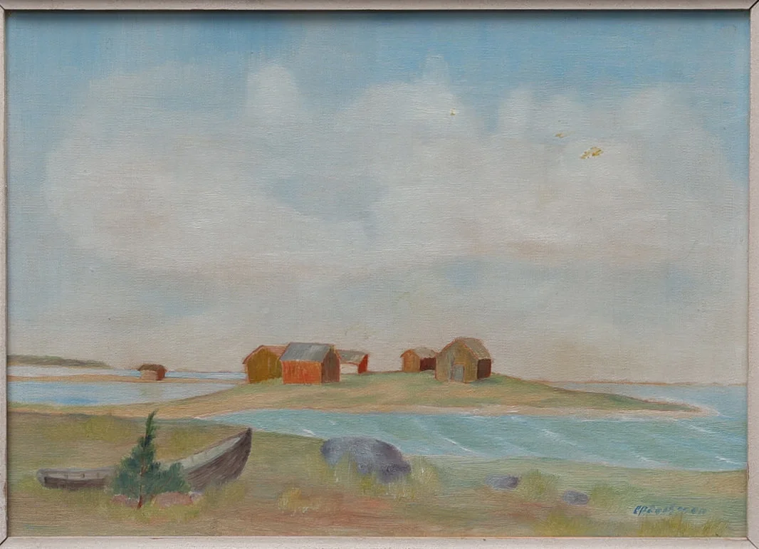 OIDENTIFIERAD KONSTNÄR. olja på duk, "Motiv från Bornholm", signerad C Adolfsson. — Paintings — Auktionsmagasinet Vänersborg