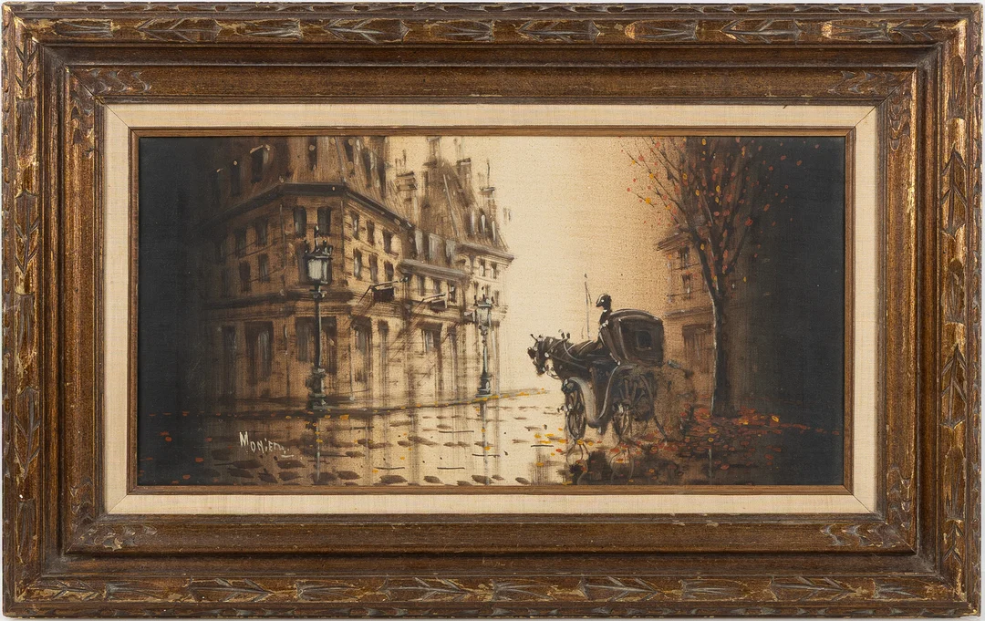 OIDENTIFIERAD KONSTNÄR. Stadsmotiv med Droska, olja på duk, 1900-tal. — Paintings — Stockholms Auktionsverk Helsingborg